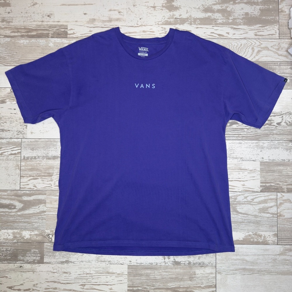 Vans T-Shirt Men 2XL Classic Fit Purple Logo Graphic Cotton Short Sleeve EUC